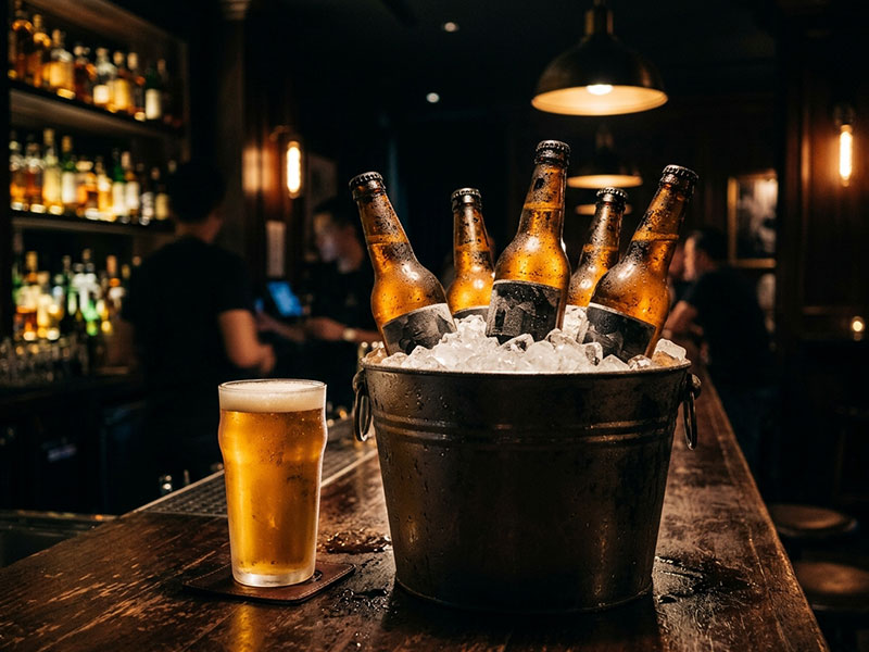 Beer bottles and buckets at 7Dragon Bar & Lounge Dubai